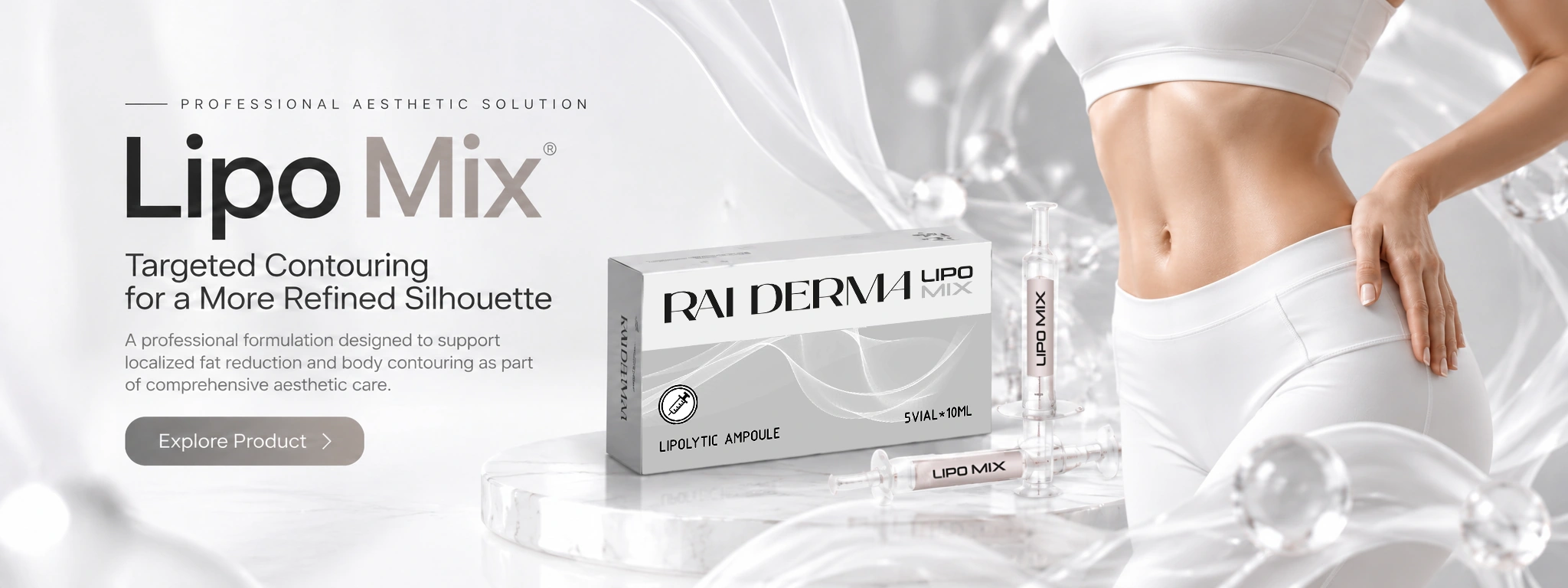 Lipo Mix promotional campaign with product packaging and a human lifestyle visual