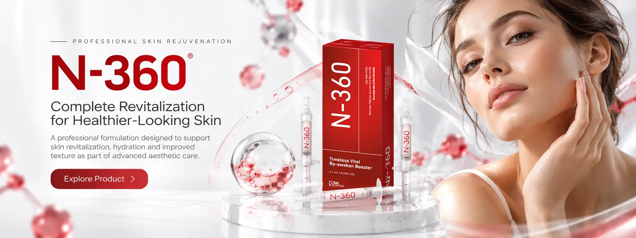 N-360 promotional campaign with product packaging and a human lifestyle visual